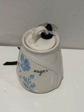 Rae Dunn Blue Floral Sugar Canister with Lid - Wildflower Spring Collection - 5"